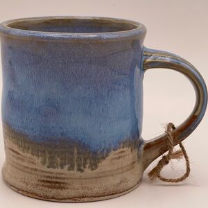 Studio Pottery Mug Blue Drip Glaze Ceramic | Handmade Signed Coffee Cup